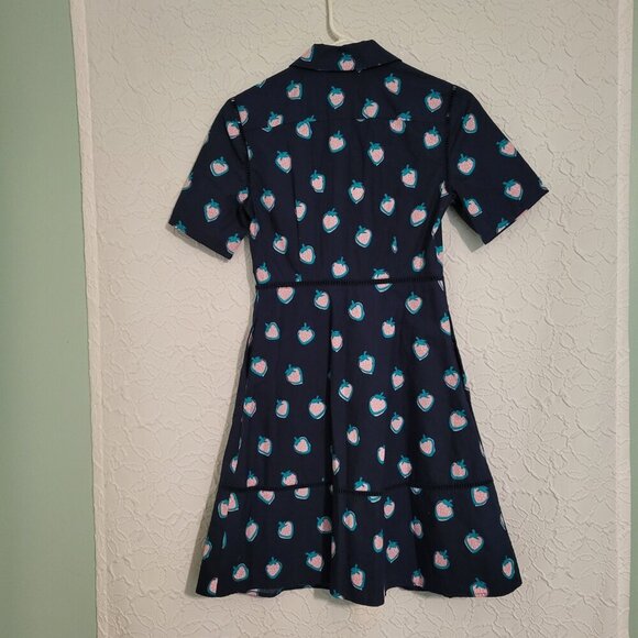 Draper James Navy Strawberry Print Midi Dress - Picture 2 of 16